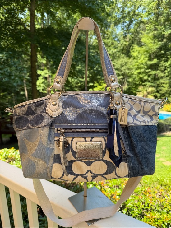 Coach Handbags - Coach Poppy Denim and Metallic Blue Patchwork Rocker Satchel 2010 w TAGS